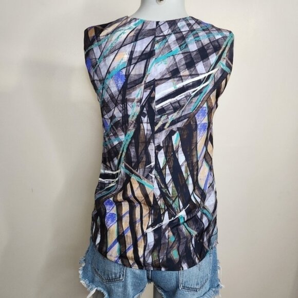 Boss Hugo Boss Silk Abstract Print Sleeveless Blouse Size 0 US - Picture 6 of 13